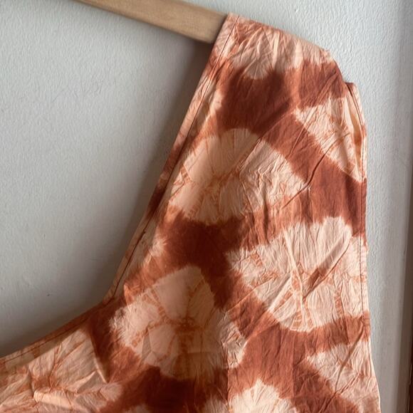 ULLA JOHNSON Senta One-Shoulder Tie Dye Stripe Cotton Top Sequoia - Picture 9 of 16